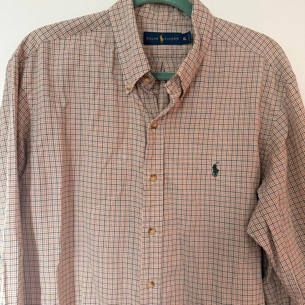 Ralph Lauren‎ Plaid Button Down Shirt Size XL Preppy Academia